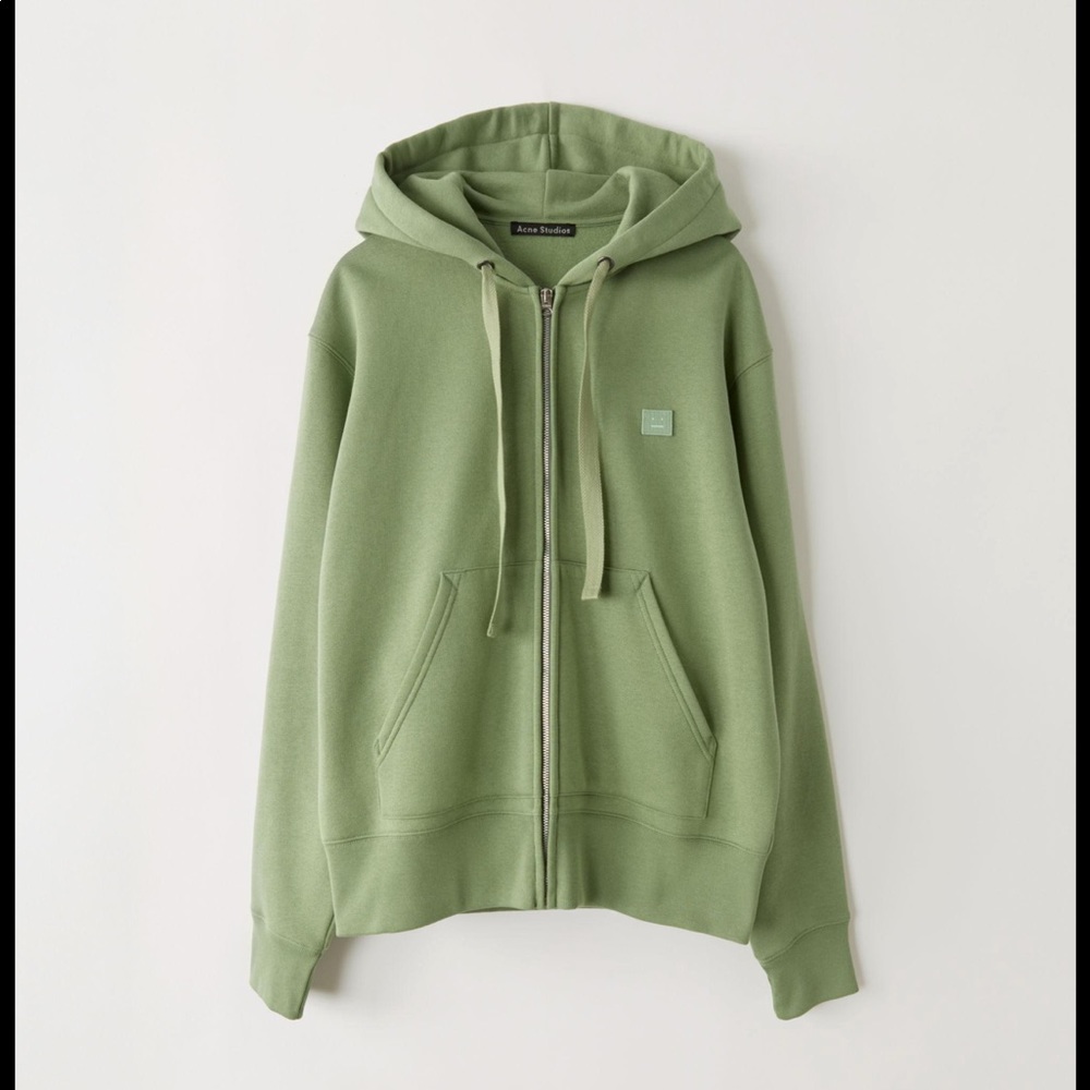 Acne Studios Face-patch Hooded Sweatshirt Dusty Green Unisex Size S